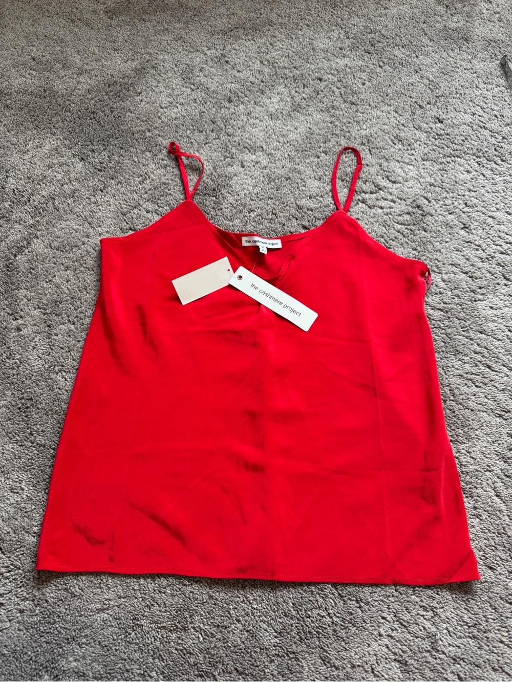 The Cashmere Project Red 100% Silk Cami Tank Top